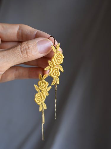 yellow rose earrings