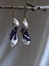 Load image into Gallery viewer, white and purple earrings
