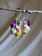 Load image into Gallery viewer, dancing leaf fabric earrings
