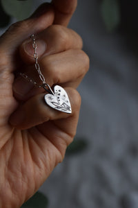 Dancing Leaf Design silver heart pendant necklace for sale Canada