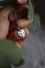 Load image into Gallery viewer, hand engraved and handcrafted silver heart pendant. 
