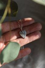 Load image into Gallery viewer, Dancing Leaf Design hand engraved heart pendant necklace
