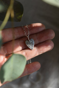 Dancing Leaf Design hand engraved heart pendant necklace