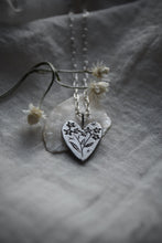 Load image into Gallery viewer, silver heart with flower design pendant necklace for sale Canada
