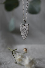 Load image into Gallery viewer, Silver Heart Necklace -Forget me not + Hummingbird + CZ- 370
