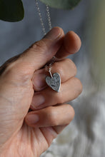 Load image into Gallery viewer, Hand engraved forget me not and hummingbird silver heart pendant necklace for sale Canada
