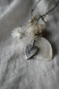 Dancing Leaf Design hand engraved lily of the valley and hummingbird silver necklace 