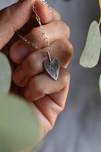 Lily of the valley engraved silver heart pendant necklace Canada
