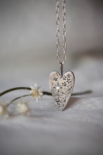 Load image into Gallery viewer, Dancing Leaf Design hand engraved heart necklace
