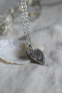 Silver Heart Necklace -Forget me not- 362
