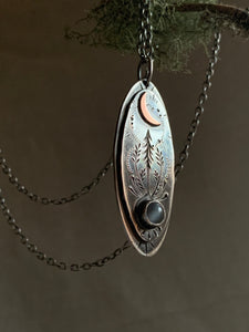forest spirit pendant necklace dancing leaf design