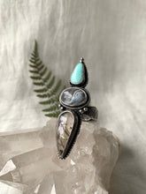 Load image into Gallery viewer, Cairn Ring -Turquoise, Botswana Agate &amp; Rutilated Quartz-
