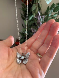 West Coast Nature -Butterfly Necklace- Rainbow Moonstone