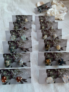 Solitaire Pebble Stud Earrings -12 different styles-