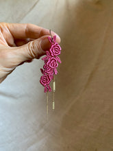 Load image into Gallery viewer, Twin Rose // Lace Earrings ✴︎ Fuchsia ✴︎
