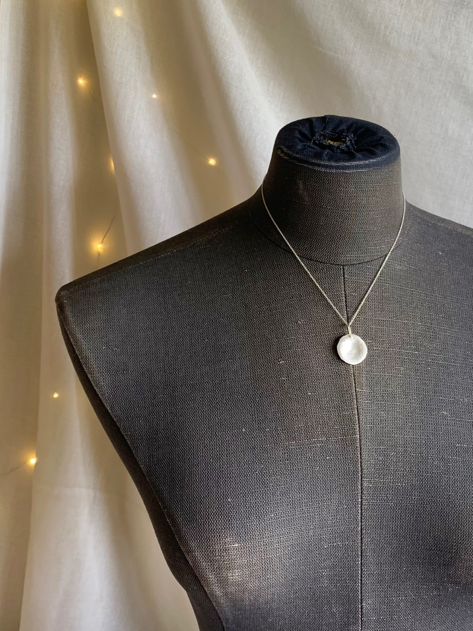 Full Moon Necklace Silver Brass Dancing Leaf Design