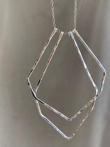 Geometric Silver Long Necklace ✴︎Herkimer✴︎L✴︎