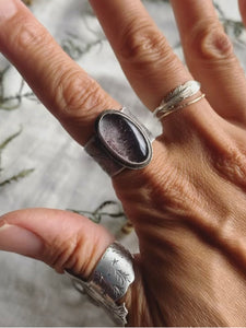Forest Ring - Super Seven Crystal with Swallows -