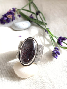 Forest Ring - Super Seven Crystal with Swallows -