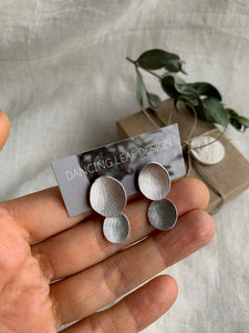 Silver Petal Earrings - Hydrangea Sepals - f -