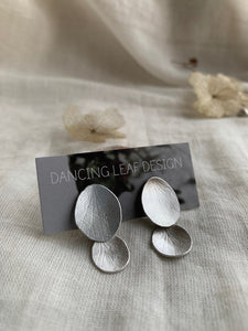 Silver Petal Earrings - Hydrangea Sepals - f -