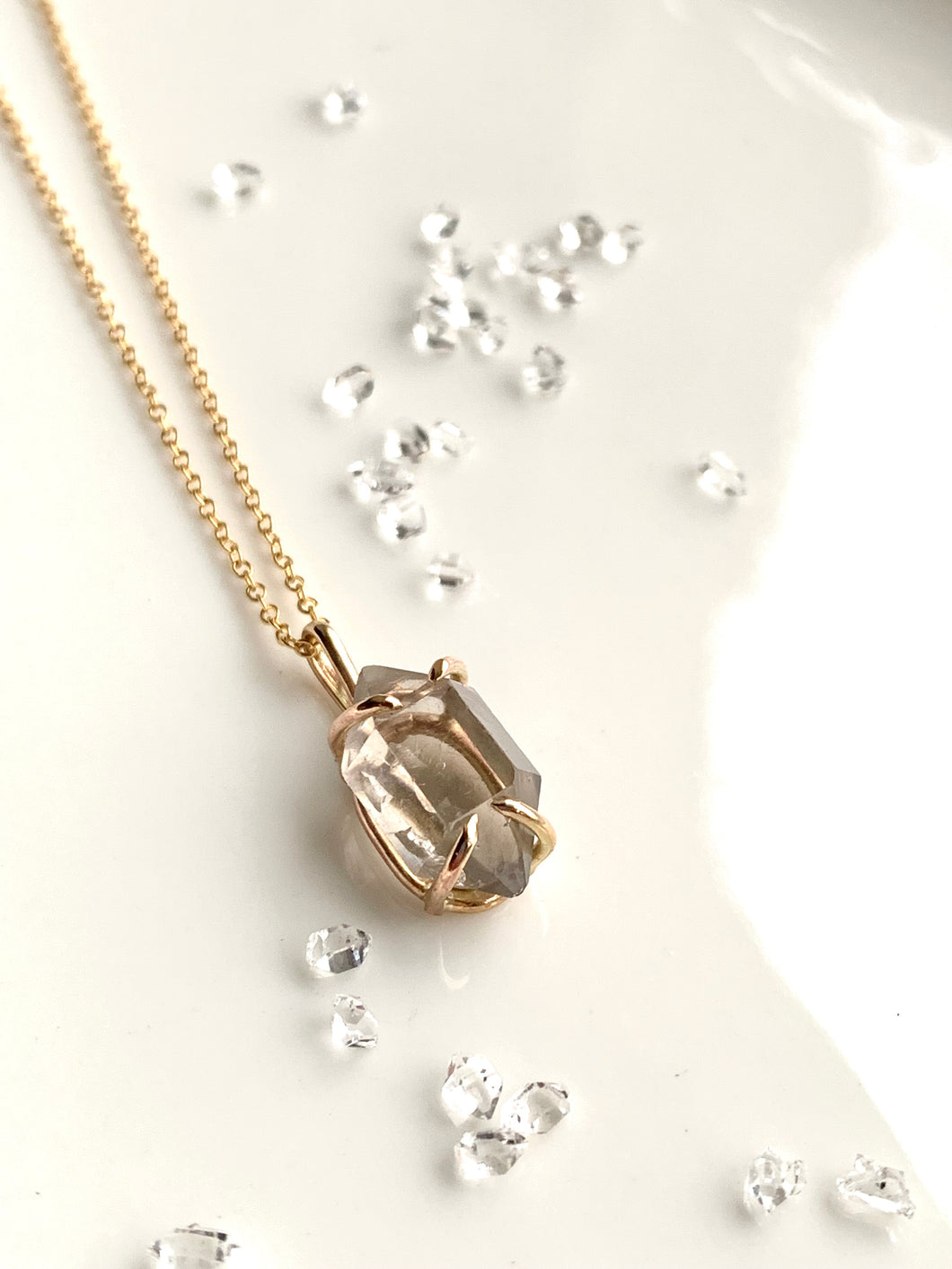 Herkimer Diamond Solitaire Pendant - H -