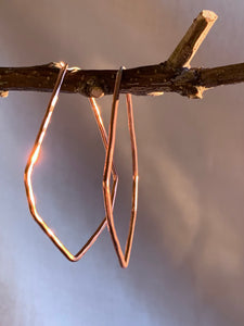 Geometric Copper Hoop Earrings, Dancing Leaf Design